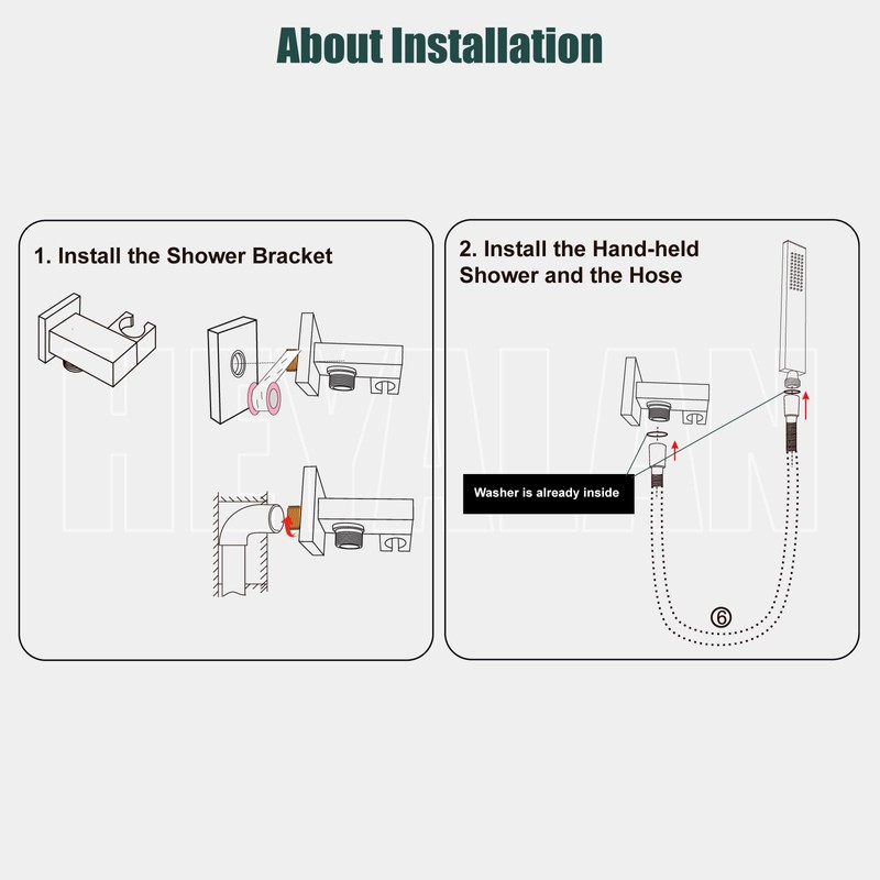 Heyalan SUS304 Stainless Steel Handheld Shower Wand High Pressure Luxury