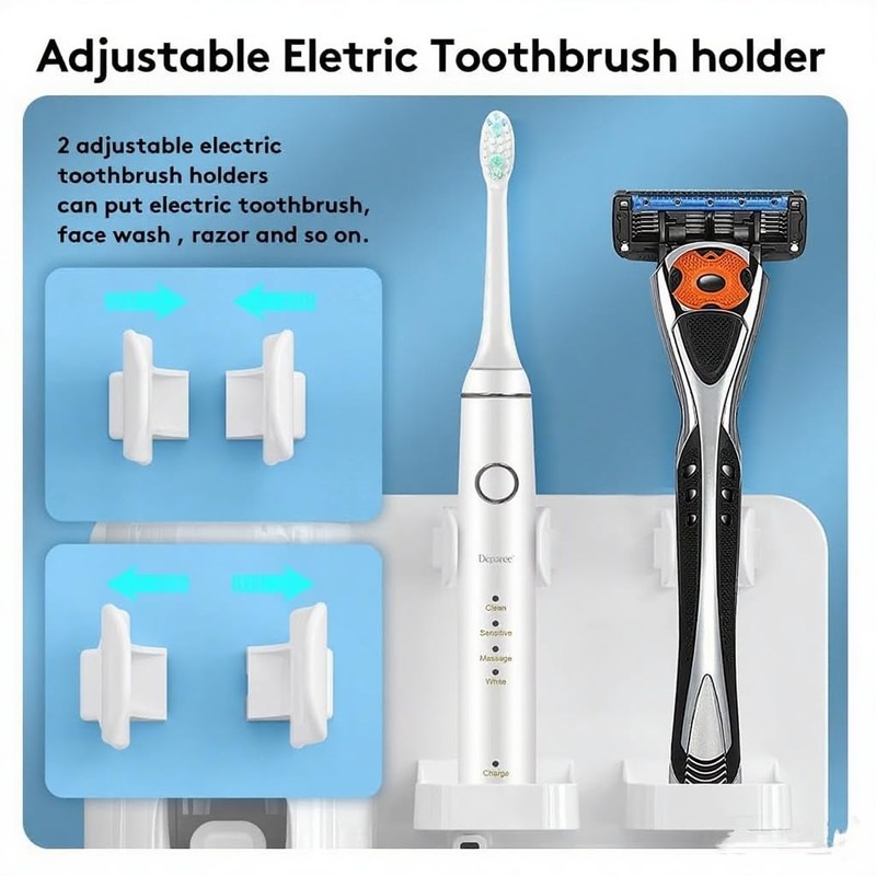 TuCao Wall Mounted Toothbrush Holder with Automatic Toothpaste Dispenser, No