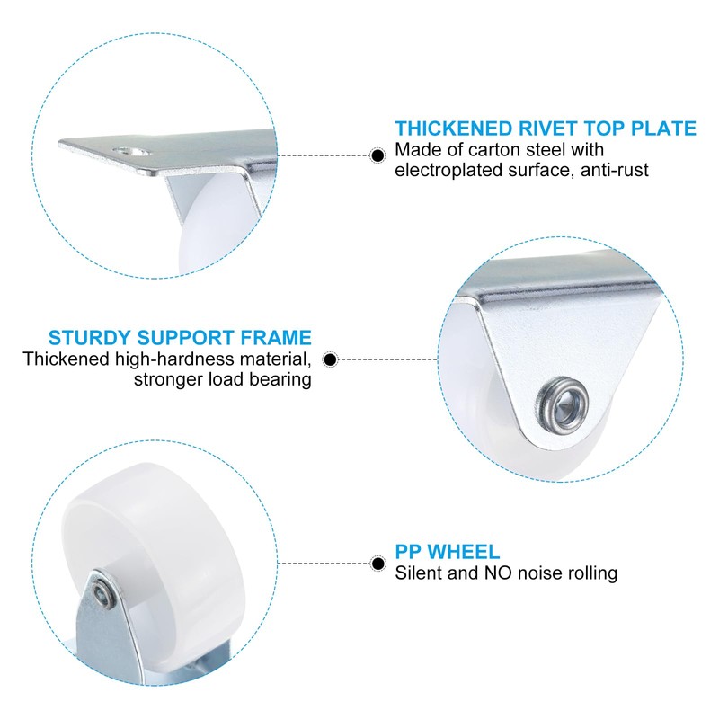 PATIKIL 1" Rigid Caster Wheels, 4 Pack Silent Fixed Plate