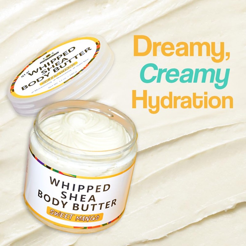 AKWAABA New Whipped Shea Butter (Sweet Mango) - Nourishes, Moisturizes