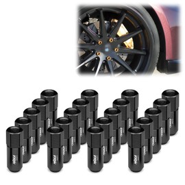 Black 20 PCS M12x1.5 Lug Nuts 60mm Extended Tuner Aluminum Wheels Rims Cap WN02