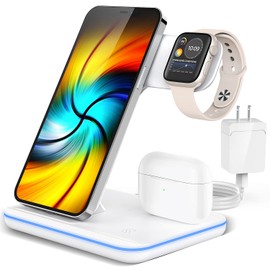 Wireless Charging Station, 2023 Upgraded 3 in 1 Wireless Charger Stand with Breathing Indicator Compatible with iPhone 14131211 ProXS, AirPods 321pro 