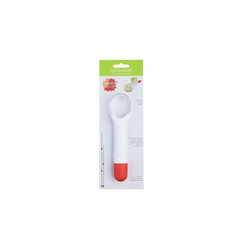 KitchenCraft Healthy Eating Adjustable Fruit Slicer/Scooper, Stainless Steel, White/Red, 18.5