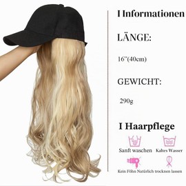 SEGO Hair Extension with Baseball Cap, Wig, Hair Extensions, Wavy Hairpiece Like Real Hair, Sandy Blonde & Blonde Bleaching #12P613