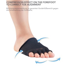 Knitido Dr. Foot Hallux Valgus | Half Toe Compression Band for Bunion Prevention, Colours:black (001), size Footlet:35-41