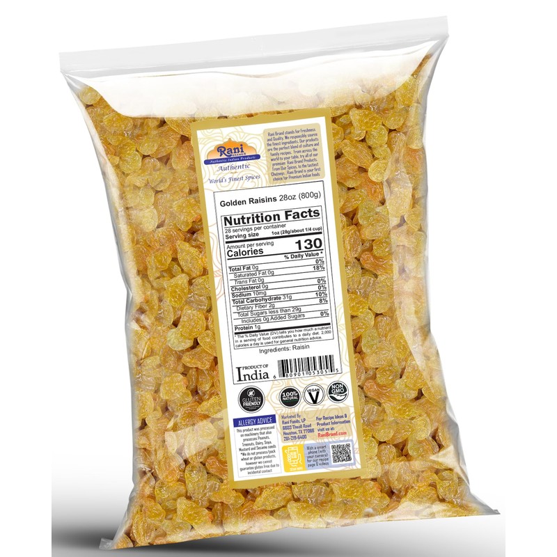 Rani Golden Raisins 28oz (800g) ~ All Natural | Gluten