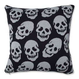 Pillow Perfect Indoor Glitzy Skulls Throw Pillow, 20" X 20", Black
