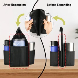 Beautyflier Reusable Insulated Coffee Cup Carrier, Portable Drink Holder with Handle Organizer Tote Bag for Hot & Cold Drinks, Contains 2/3 Coffee Cups with Expansion Space