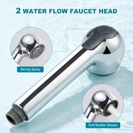 Pull Out Kitchen Faucet Head Replacement, 2 Function Sink Sprayer Head, G1/2 or 13/16 Inch Male Thread Connector, Spray Head Faucet Head Kitchen Tap Sprayer Spout, Chrome