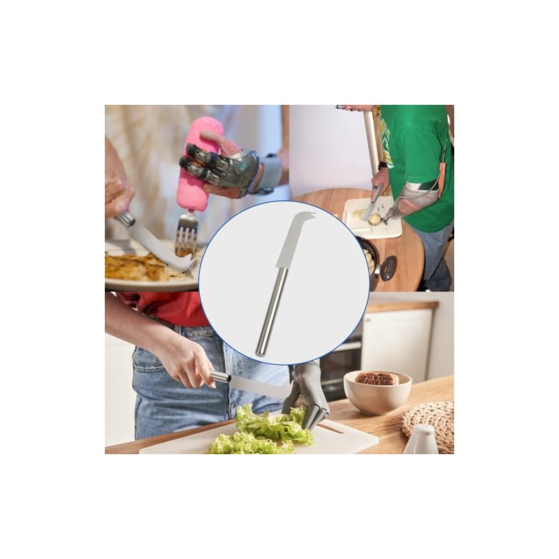 One-Handed Tableware Knife for Hemiplegia Amputees Patient Independent Dining, Angled