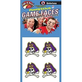 East Carolina Uni – Waterless Peel & Stick Temporary Spirit Tattoos – 4-Piece – Pirate Logo