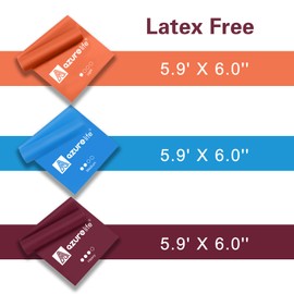 A AZURELIFE Resistance Bands Set, Professional Non-Latex Elastic Exercise Bands, Flat Long Stretch Bands for Physical Therapy, Yoga, Pilates, Rehab, at-Home or The Gym Workouts, Strength Training