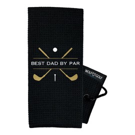 Wolf Golf Towels - Best Dad by Par - Accesorios de golf para hombres - Regalos de golf para hombres - Toalla de golf divertida bordada