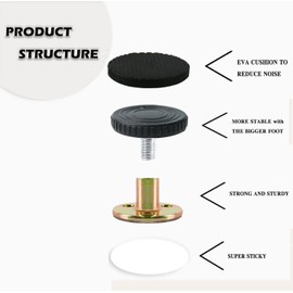 MEISO 2Pack Adjustable Threaded Bed Frame Anti-Shake Tool for Room Wall, Beds, Cabinets, Adjustable Threaded Headboard Stoppers Fixer, Sofas Adjustable Bed Frame Bed Frame Anti-Shake Support Stabilize