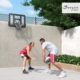 Soozier Wall Mounted Basketball Hoop, Reinforced Shatter Resistant 43" Backboard Basketball Goal Combo Kit with All Weather Net for Outdoor or Indoor Use