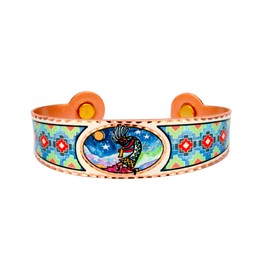 FRONT LINE JEWELRY Native American Inspired Bracelets Cuff-Kokopelli Bracelets-Copper Bracelets showcases Colorful Southwest Kokopelli & Flute PlayerJewelry
