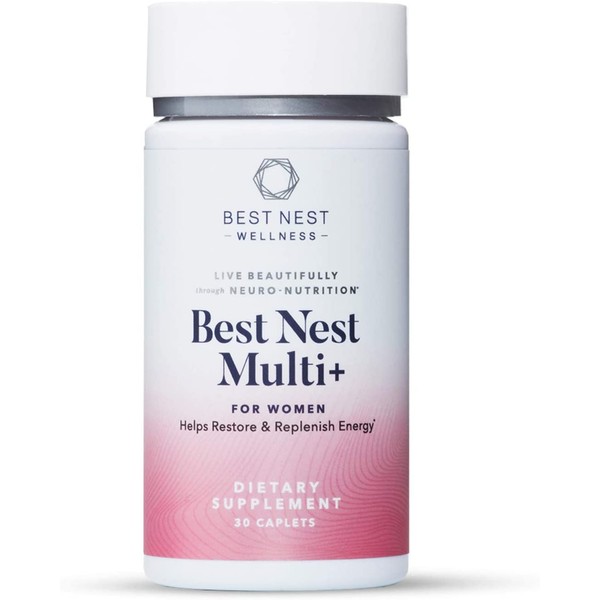 Best Nest Women's Multi+, Methylfolate, Methylcobalamin (B12), Vegan Multivitamins, Probiotics, Natural Whole Food Organic Blend, Once Daily Multivitamin, Immune Support, 30 Ct, Best Nest Wellness