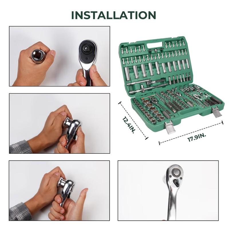 Dawot 172pcs Socket and Drive Tool Set 1/2" 1/4" 3/8"
