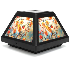 sunpo Solar Post Cap Lights - 4x4, 5x5, 6x6 Fence Post Solar Lights, Daffodils Lampshade, 15LM Bright LED, IP65 Waterproof Outdoor Post Lights for Garden, Yard, Deck, Warm White (Bird, 4)