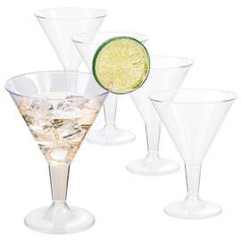 PORUPAEL 20Pcs Plastic Martini Cocktail Glasses 180ml Plastic Cocktail Glasses Reusable Martini Glasses Margarita Glass for Champagne Mocktail Desserts Parties Wedding Birthdays (Transparent)