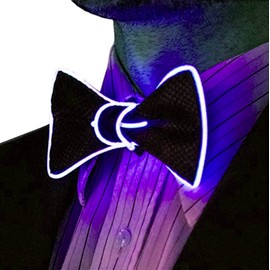 [YUANT] LED Bow Tie LED Light Up Bow Tie Luminous LED Bow Tie Adjustable EL Wire LED Light Up Flashing Bow Tie (Purple)