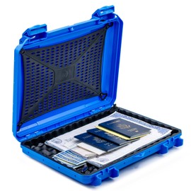 Evergreen 85 Document Discrete Locking Storage Protective Case - Ideal for Harsh Environments, Flooding, Boating, Smoke Proof, Travel Safe/Mil Spec/Waterproof/USA Made - for Documents (Blue)