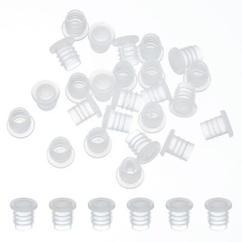 PATIKIL Salt and Pepper Shaker Stoppers 7mm/0.28", 50Pcs Plastic Salt Shaker Plug Replacement Reusable Clear Round End Cap for Pots Bottles Pipes