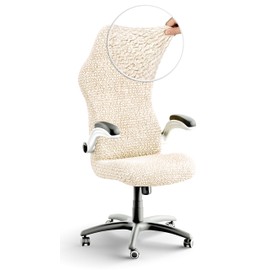 PAULATO BY GA.I.CO. Office & Gaming Chair Cover - Stretch Computer Desk Chair Cover with Zipper - Soft Fabric Slipcovers - Durable Chair Slip Cover - Microfibra Collection - Cream (Office Chair)