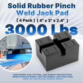Yudylg 4 Pack Pinch Weld Jack Pad, 4" x 3" x 2.4" Solid Rubber Support Pads for Auto Jack and Stands, 3000 Lbs Capacity Rail Protector & Bracket