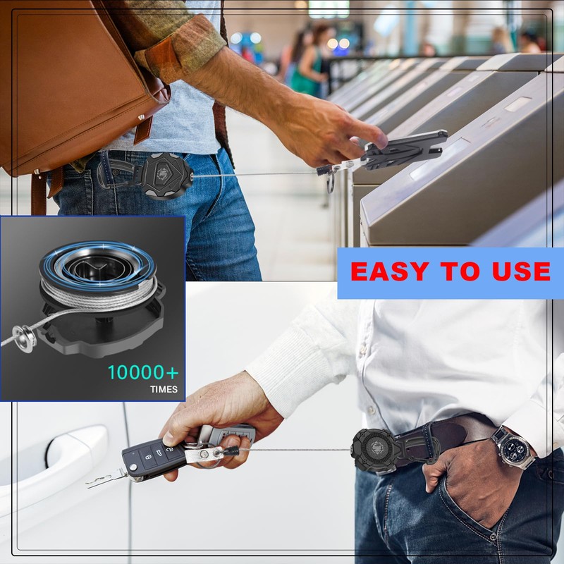 JNOMOW Heavy Duty Retractable Keychain and Badge Holder Set (2-Pack