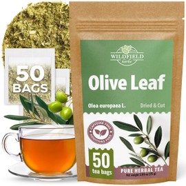 50 Bags Olive Leaf Tea Dried Olive Leaf Herbal Tea (Olea Europaea) - 50 Count 1.5 g Bags Hojas De Olivo Secas