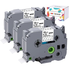 Hehua 18mm 0.7 Laminated Clear Tape Compatible for Brother P-Touch TZe-145 TZe145 TZ-145 TZ145 TZe TZ Label Tape for Ptouch PT D400 D600 P710bt, 3/4'' x 26.2ft White on Clear, 3 Pack