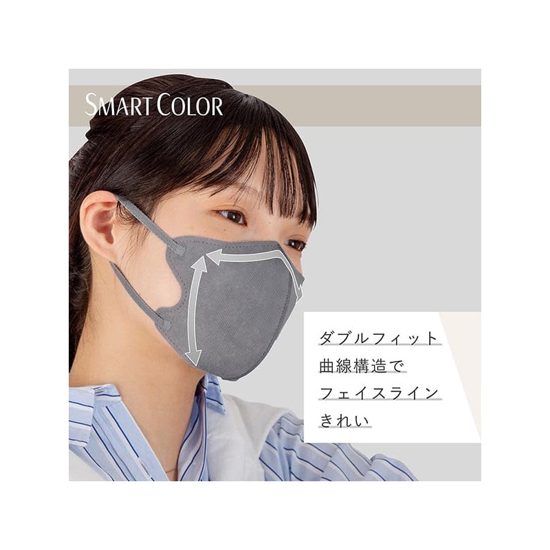 [ＳＭＡＲＴ ＣＯＬＯＲ] 超快適マスク (スマートカラー) 大きめ アッシュグレー ×5個セット