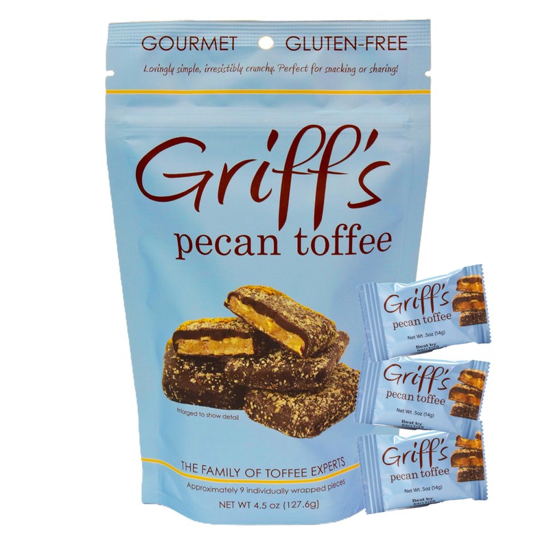 Griff's English Dark Chocolate Toffee, Individual Wrapped Squares, Gluten Free