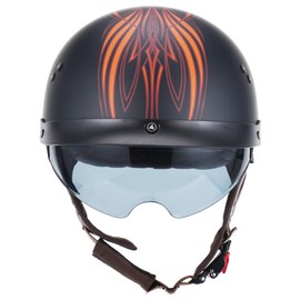 JQF Gear Retro Motorcycle Helmets for Men Women Open Face Helmets Sun Visor Quick Release Buckle MM107 DOT Approved Half Face Crusier Helmet (Angel, XL)