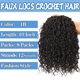 Faux Locs Crochet Hair Extensions Soft Locs Crochet Braids Hair Extensions for Braiding Hair Goddess Braids Extensions Hair Butterfly Locs (#1B, 10Inch (Pack of 8))