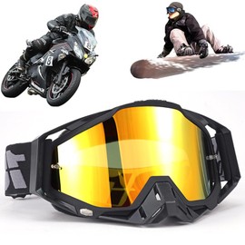 Yoihuqi Windproof Dustproof Motocross Goggles Motocross Goggles Ski Goggles Dirt Bike Cross Goggles (Black/Orange)