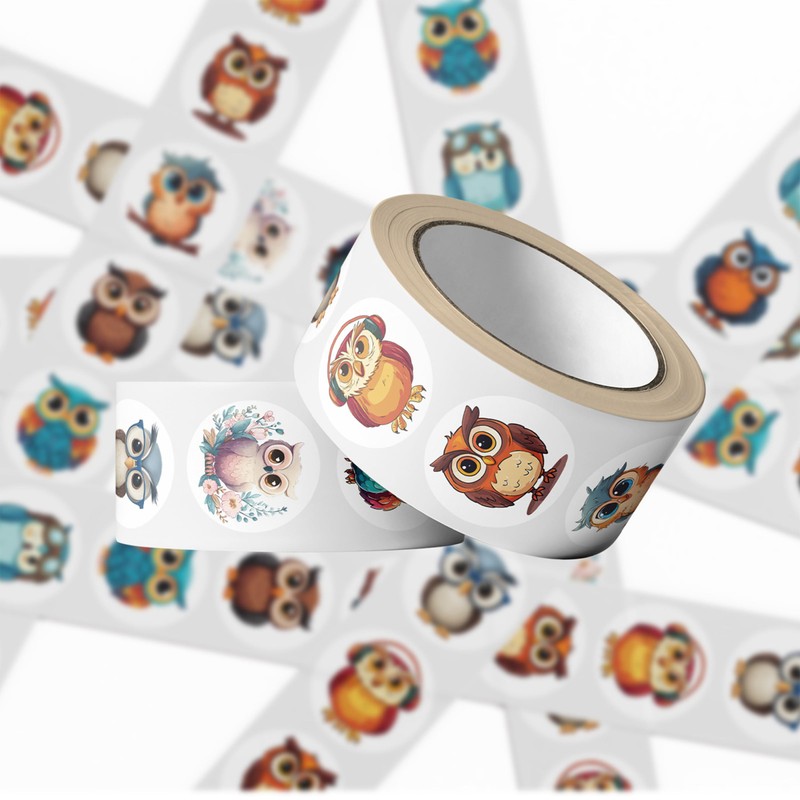1000 Pieces Owl Sticker Roll for Kids, 10 Styles Cute
