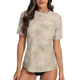 Halcurt UV Shirt, Women's Short-Sleeved Rash Guard UPF 50+ Swimming Shirt, Quick-Drying Swimming Shirt, M-XXL