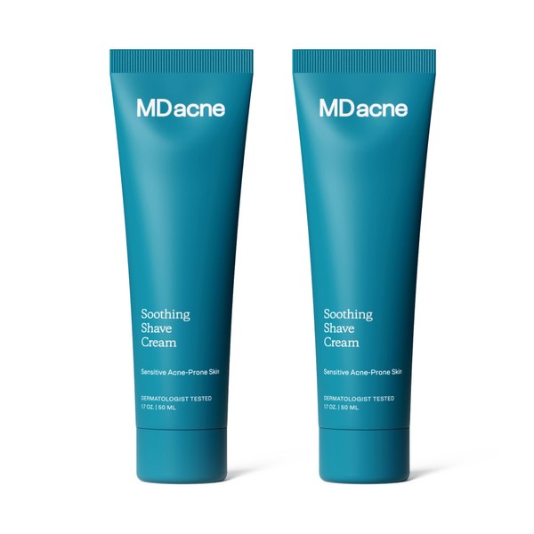 MDacne Shaving Cream for Acne-Prone Skin, 2-Pack - Oil-Free, Eliminates