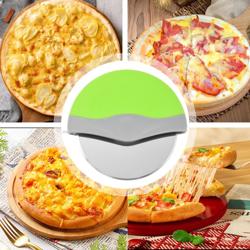 Handheld Pizza Slicer | Stainless Steel Kitchen Gadget with Protective