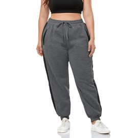 ZERDOCEAN Women's Plus Size Fleece Lined Sweatpants Warm Fleece Joggers Pants Active Pants with Pockets Dark Gray 2X