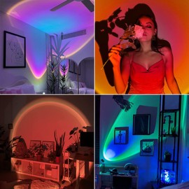ZCWZMW Sunset Lamp Projector with Remote&App Control, 16 Colors 360 ° Rotating Sunset Lamp for Bedroom, Solset Sunset Lamp Selfie/Photography/Party/Home/Bedroom Decor