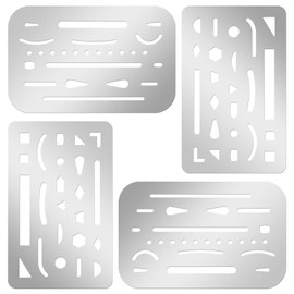4 Pcs Eraser Shield Stainless Steel Drawing Template, Drafting Tools Drafting Stencils for Mechanical Drawing Engineering Design
