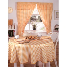 Molly Gingham Check Kitchen Pencil Pleat Curtains, Lemon, 46 x 48 Inch