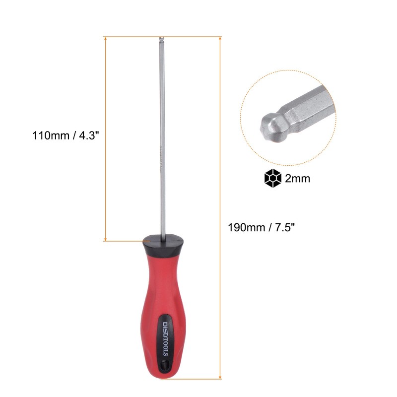 sourcing map 2pcs Ball Head Hex Screwdriver 2mm x 110mm