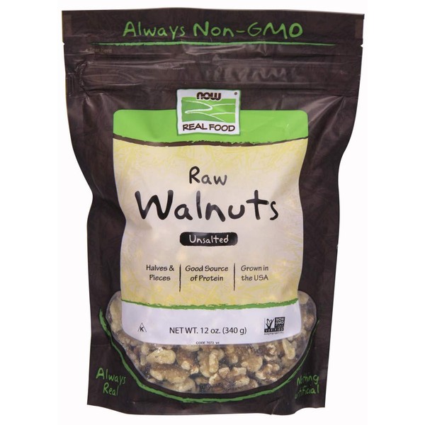 NOW Foods Raw Unsalted Walnuts, 12-Ounce (Pack of 3)