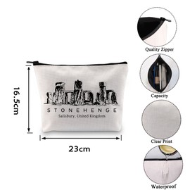Monuments Gift England Lover Gift Historian Gifts UK Landmark Zipper Makeup Bag (Stoneh Bag CA)