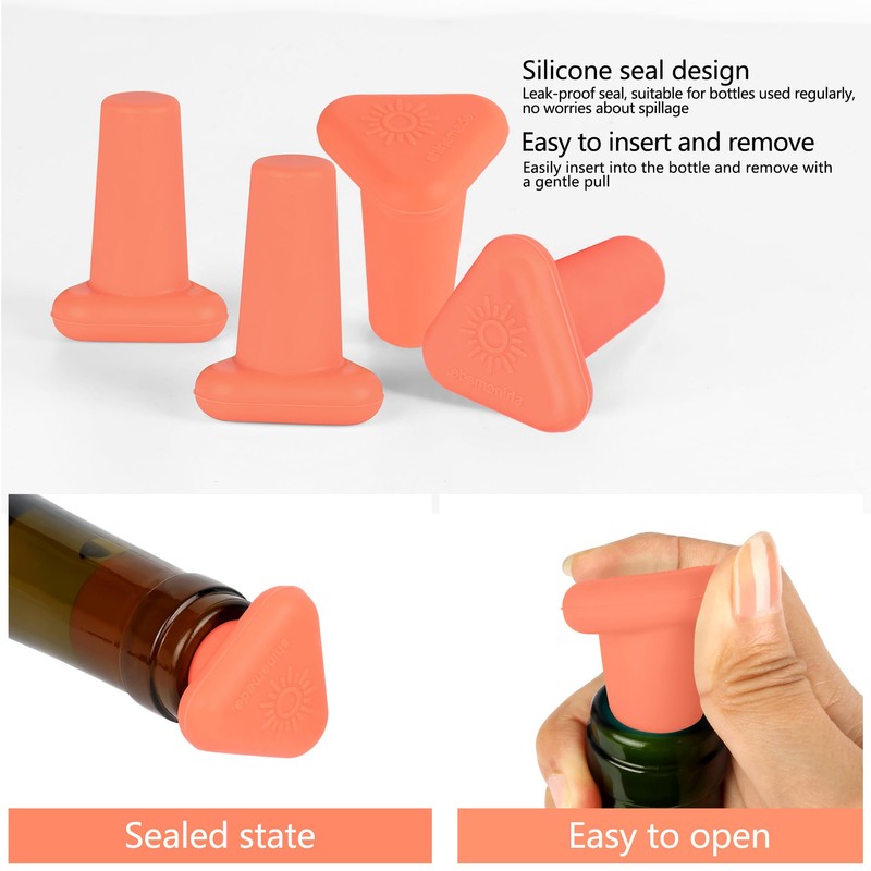 Shinemade Wine Stoppers,Set of 4 Silicone Corks - Uncork,Heavy-Duty for