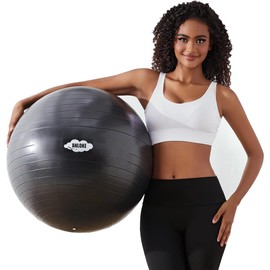 ANLOKE Yoga Ball Exercise Ball for Fitness & Balance, Anti-Burst Stability Ball Chair, Birthing Ball for Pregnancy, Non-Toxic PVC Gym Ball with Foot Pump for Pilates-XL (27"~30") 75cm, Black